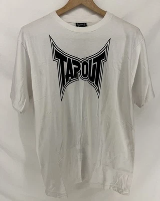Vintage Y2K Original Mens White Tapout Manifesto Graphic Short Sleeve Shirt Sz L - Image 1 of 4