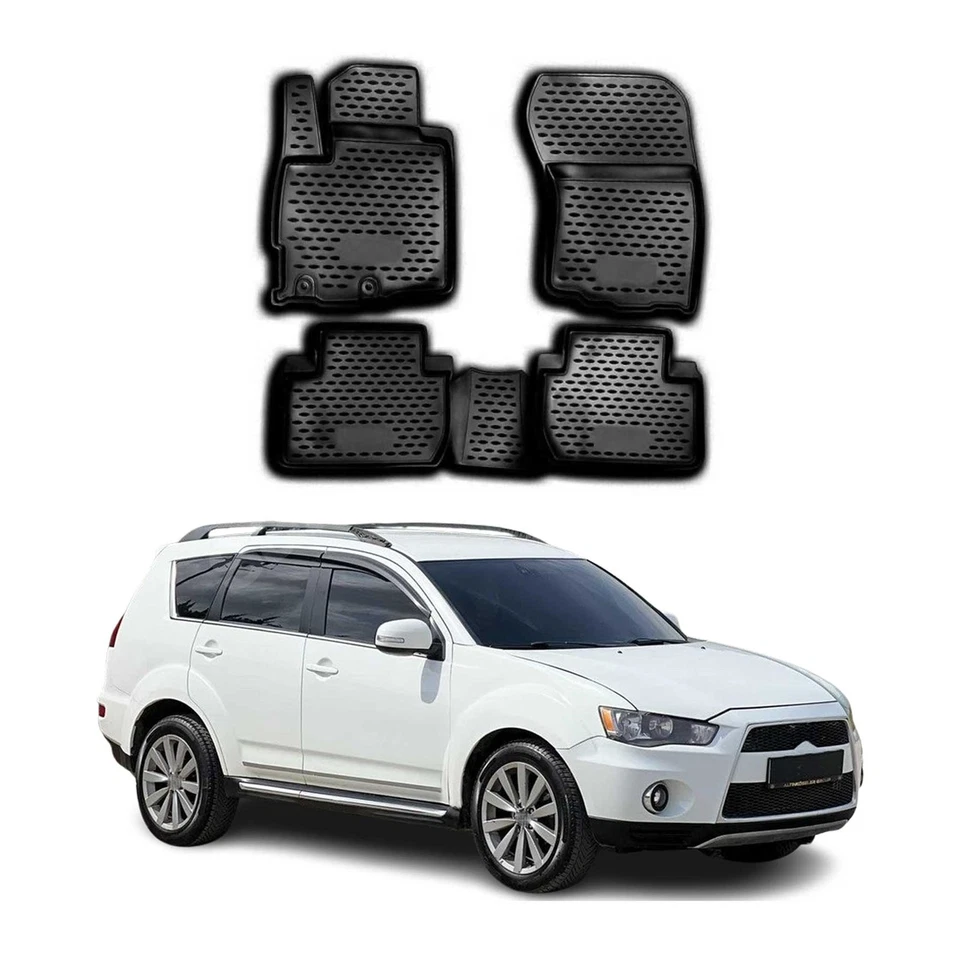OMAC Floor Mats Liner for Mitsubishi Outlander XL 2010-2024 Black All-Weather - Image 1 of 4