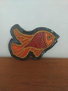 VINTAGE MIDCENTURY POTTERY FISH WALL PLAQUE,  EUROPEAN 1960/70S - Picture 1 of 15