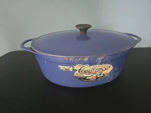 Vtg Cousance / Le Creuset France Blue Enameled Cast Iron Dutch Oven #28 W/Lid - Picture 1 of 13