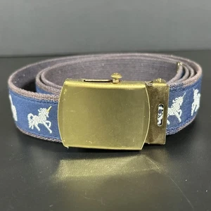 Cintura vintage UNICORNO in tela ricamata con fibbia scorrevole stile militare - Foto 1 di 6
