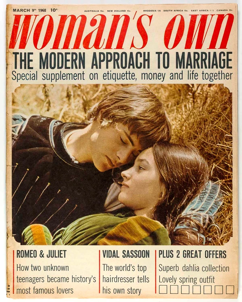 Leonard Whiting OLIVIA HUSSEY Romeo & Juliet WOMAN'S OWN 9 March 1968 Mia Farrow - Image 1 of 4