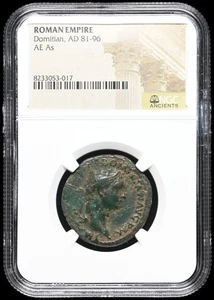 IMPERIO ROMANO. Domiciano. AD 81-96. Æ As, certificado NGC - Imagen 1 de 2