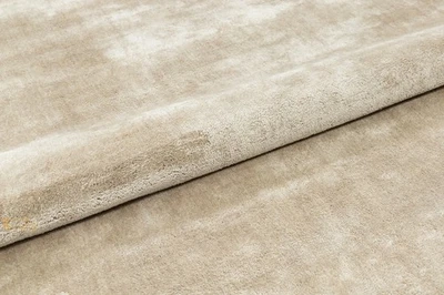 Hand Tufted Viscose Area Rug | Luxe Shimmer Neutral Beige Solid Carpet - Image 1 of 4