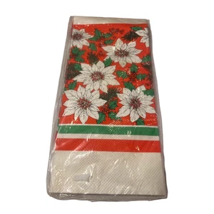 SEALED Vintage American Greetings Poinsettia Paper Table Cloth 54 x 96 Christmas - Picture 1 of 2