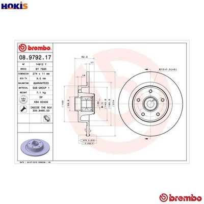 2x BRAKE DISC 08.9792.17 FOR RENAULT GRAND/SCENIC/II LAGUNA/Grandtour/Sport 1.8L - Image 1 of 4