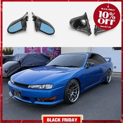 For Nissan Silvia 200SX S14 S14A (RHD) Carbon Fiber Side Rearvive GND Mirror - Image 1 of 4