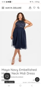 maya deluxe plus size UK 20 navy blue dress - Picture 1 of 3