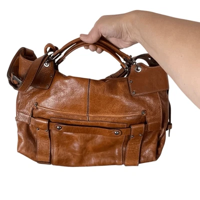 Kooba Camden 2 Handle Satchel Shoulder Tote Bag Tan Brown Leather NEW - Image 1 of 4