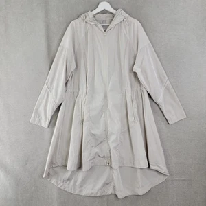 Athleta Jacket Medium Tall Beige Solar Wind & Rain Anorak Trench Hood Rain Coat - Picture 1 of 8