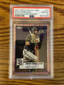 PSA 10 2021 Topps Cromo Plat Anv Mitch Moreland Oro Rosa Mini Diamante Refracto - Imagen 1 de 3