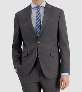 $395 Kenneth Cole Men's Gray Techni-Cole Slim Fit Suit Jacket Pants Size 38S - Picture 1 of 3