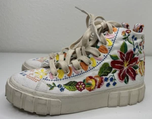 Farm Rio Tropical Romance Embroidered Platform High Top Sneakers Size 6 - Imagen 1 de 19