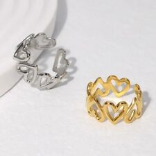 Heart Open stacking ring adjustable stainless steel gold plated no tarnsih
