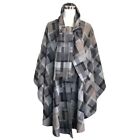 Vintage Womens Cape One Size Betmar Wool Blend Gray Plaid 70s-80s Union Made