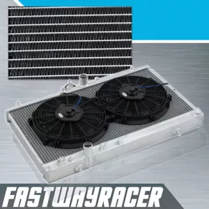 Radiador de carreras de aluminio manual Evolution + 2X 12"" ventilador delgado delgado enfriamiento del radiador - Imagen 1 de 1