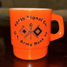 Vtg Anchor Hocking Milk Glass Coffee Mug Cup Army Reserve 404 Signal Co. US #312