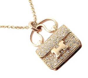 Rare! Authentic Hermes 18k Rose Gold Diamond Constance Amulette Pendant Necklace - Picture 1 of 10