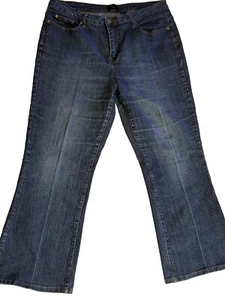 Ashley Stewart Womens Wide Leg Blue Medium Wash Stretch Wide Leg Jeans Sz 18 - Picture 1 of 8