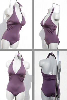 NEU 2023/24 Neckholder Badeanzug (400526) gefüttert Lila gerader Rücken in 40 C - Bild 1 von 4