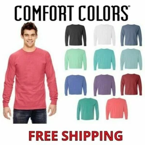 Comfort Colors Men's Garment Dyed Ring Spun Long-Sleeve T-Shirt C6014 S-3XL - Picture 1 of 36