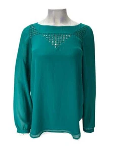 Lost April Women's Green Chiffon Long Sleeve Blouse Size L $120 NWD No Tags  - Picture 1 of 4