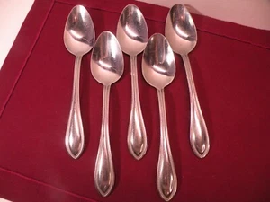 Set Of 5 Place Oval Soup Spoons Towle Tuscan Bead Stainless 7 1/2" - Picture 1 of 5