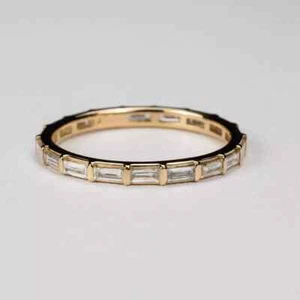2Ct Baguette Lab-Created Diamond Wedding Eternity Band 14k Yellow Gold Plated - Picture 1 of 6