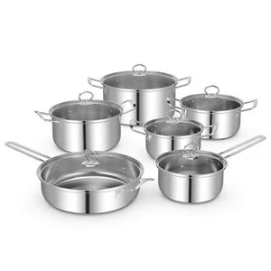 12 Piece Pots & Pans Set w/ Tempered Glass Lids Handles & 3-Ply Base 4 Stockpots - Picture 1 of 9