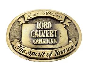 Spirit of KANSAS LORD CALVERT Canadian WHISKY Belt Buckle REAL WHISKY REAL MEN - Picture 1 of 14