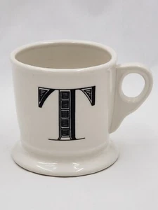 Anthropologie Mug Letter T Initial Monogram White Black Coffee Mug Cup - Picture 1 of 12
