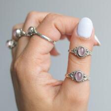 Beautiful Rose Quartz Gemstone 925 Sterling Silver Handmade Ring All Size