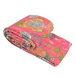 Sanskriti Indian Gudari Kantha Cotton Full Throw Bedspread Hand Made Needle Work - Picture 1 of 10