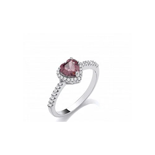 Sterling Silver Mid Rouge & Cz Heart Ring - Image 1 of 1