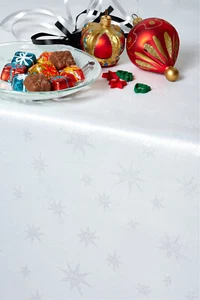 MANTEL ESTRELLA DE NAVIDAD *Blanco y Plateado* BANQUETE CENA DE NAVIDAD  - Imagen 1 de 2