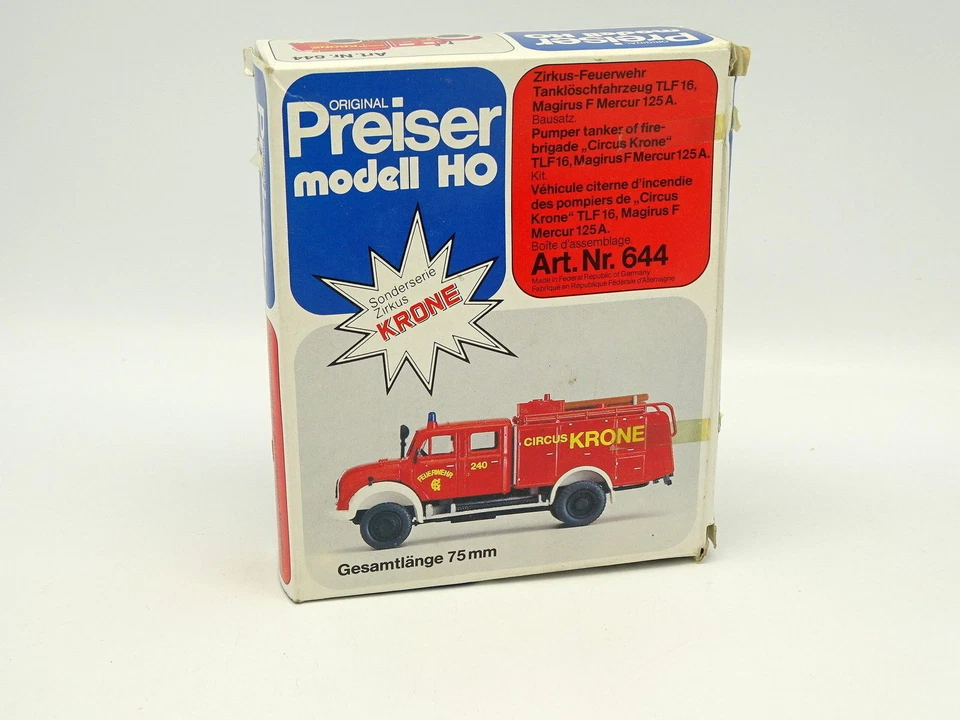 Kit Da Montare 1/87 HO - Magirus F Mercur 125A Vigili Del Fuoco Feuerwehr Krone - Immagine 1 di 1