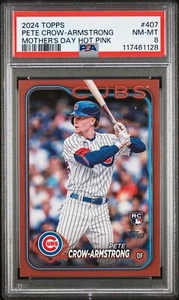 Pete Crow-Armstrong 2024 Topps Mother's Day Hot Pink Rookie RC /50 PSA 8 RARE - Picture 1 of 2