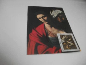 PITTURA CARAVAGGIO FOGLIO CON PITTURA E FRANCOBOLLO ITALIA PITTORE CARAVAGGIO - Foto 1 di 1