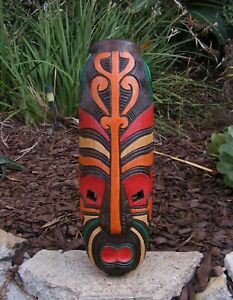 Tribal Maori Tiki Wood Wall Mask Patio Tropical Bar Decor 20" 