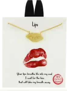 Nuovissima - Collana ""Labbra"" fatta a mano in oro giallo 18K immerso ""labbra"" REGALO DI SAN VALENTINO! - Foto 1 di 2