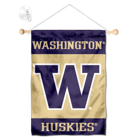 Washington Huskies Banner Window Hanging with Suction Cup Cover