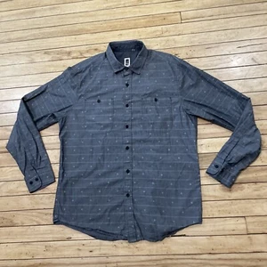 HOWE Shirt Men XL Gray Stripe Western Talisman PolkaDots Print AOP Pockets XL - Picture 1 of 23