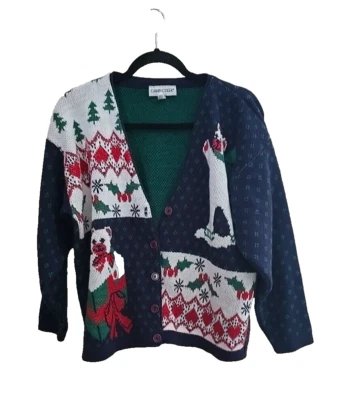 Винтажный Cabin Creek синий Рождество новинка кардиган свитер женщины размер большой - Изображение 1 из 4