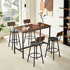 Dining Table 5 Piece Set, Industrial Style Pub Table, 4 PU Leather Bar Chairs.