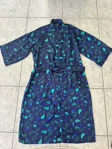 Vtg Rare 90’s Christian Dior Monsieur Mens Unisex Blue Print Robe Smoking Jacket - Picture 1 of 7