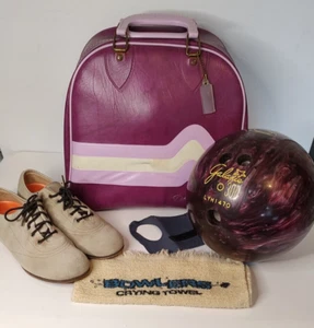 Vintage Don Carter Vinyl Bowling Bag Pink Purple 10# ball, shoes, rack, ID - Picture 1 of 18