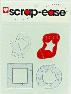 Christmas Foil Frames RARE Wreath Stocking Embossed Scrap-Ease Sticker - Picture 1 of 2