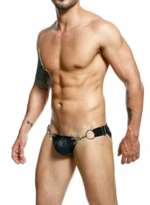 MOB DNGEON Snap Jockstrap Metal Ring Open Back O/S DMBL03 Total Black-B01 - Picture 1 of 6