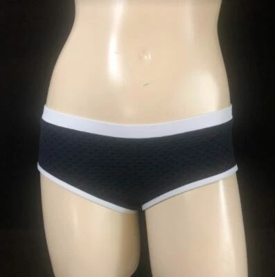 Parte inferior de biquíni Nanette Lepore enrugada, preto/branco, pequena, média ou grande -Nova com etiquetas - Imagem 1 de 4