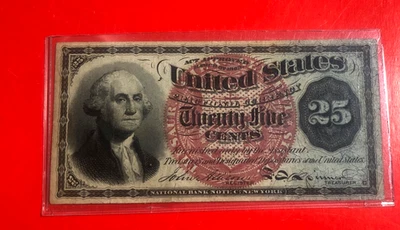 1863 Fractional Currency 25 Cent, US Note 4th Issue High Grade  BB12 - Image 1 of 3